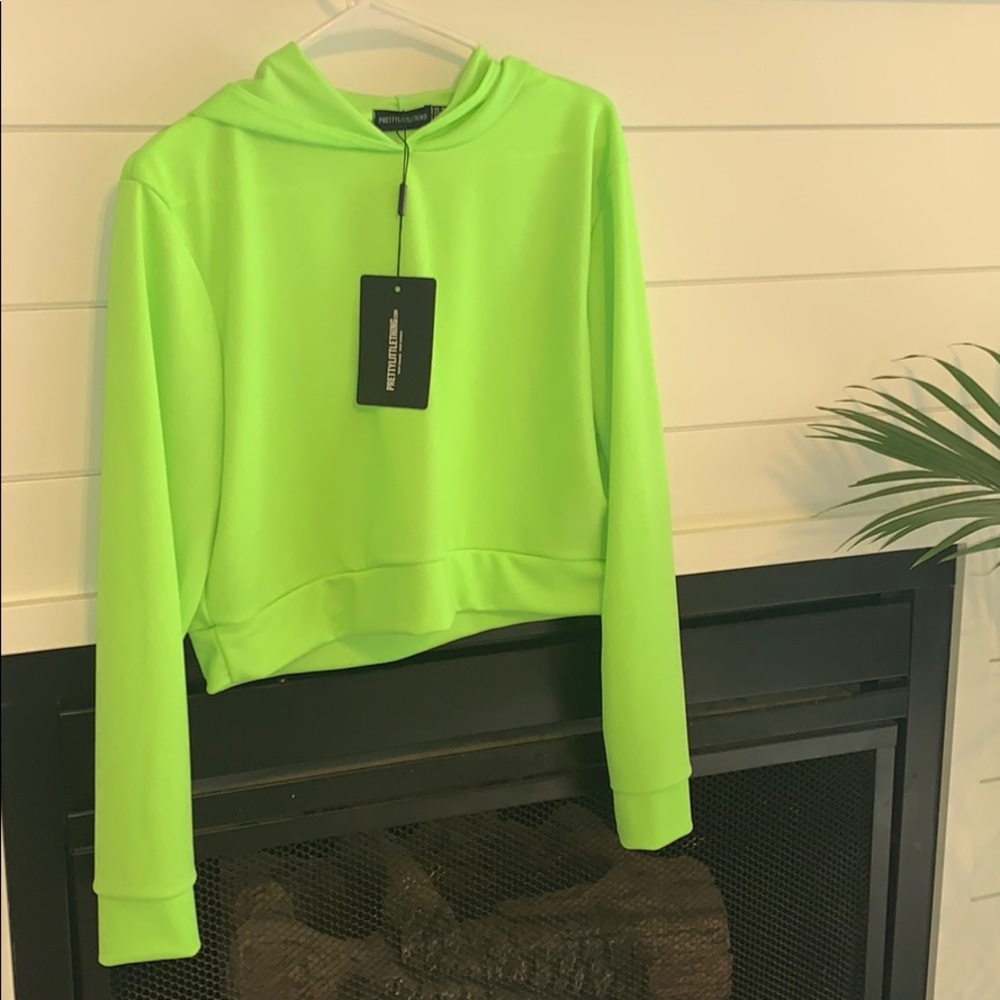 PrettyLittleThing Lightweight Neon Crop Hoodie
